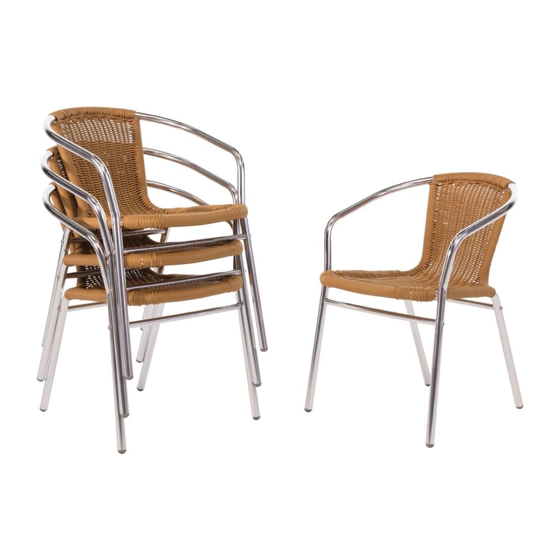 U422 Bolero aluminium en polyrotan stoel naturel (4 stuks)