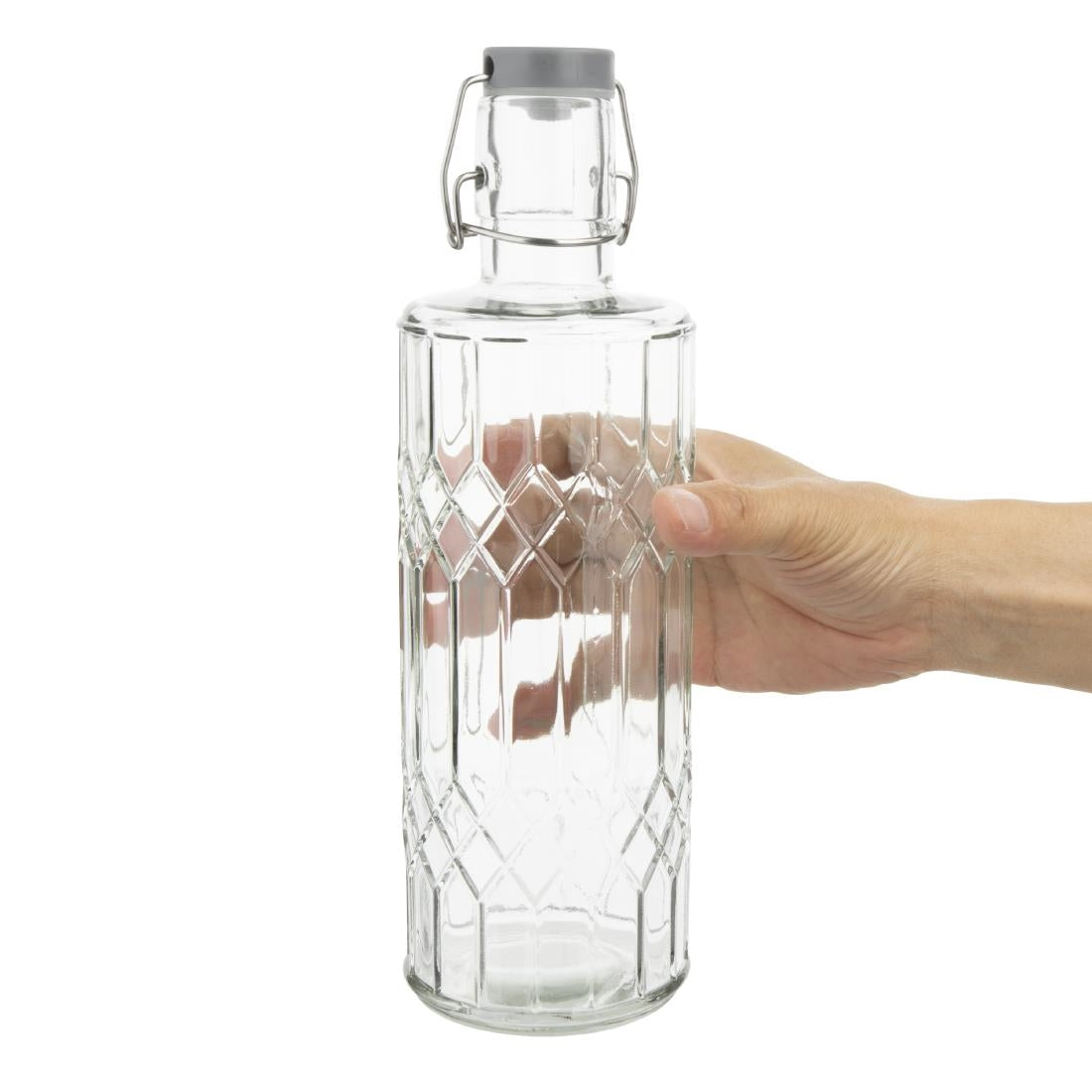 DN816 Olympia geo glazen waterfles met stop 1 liter (6 stuks)