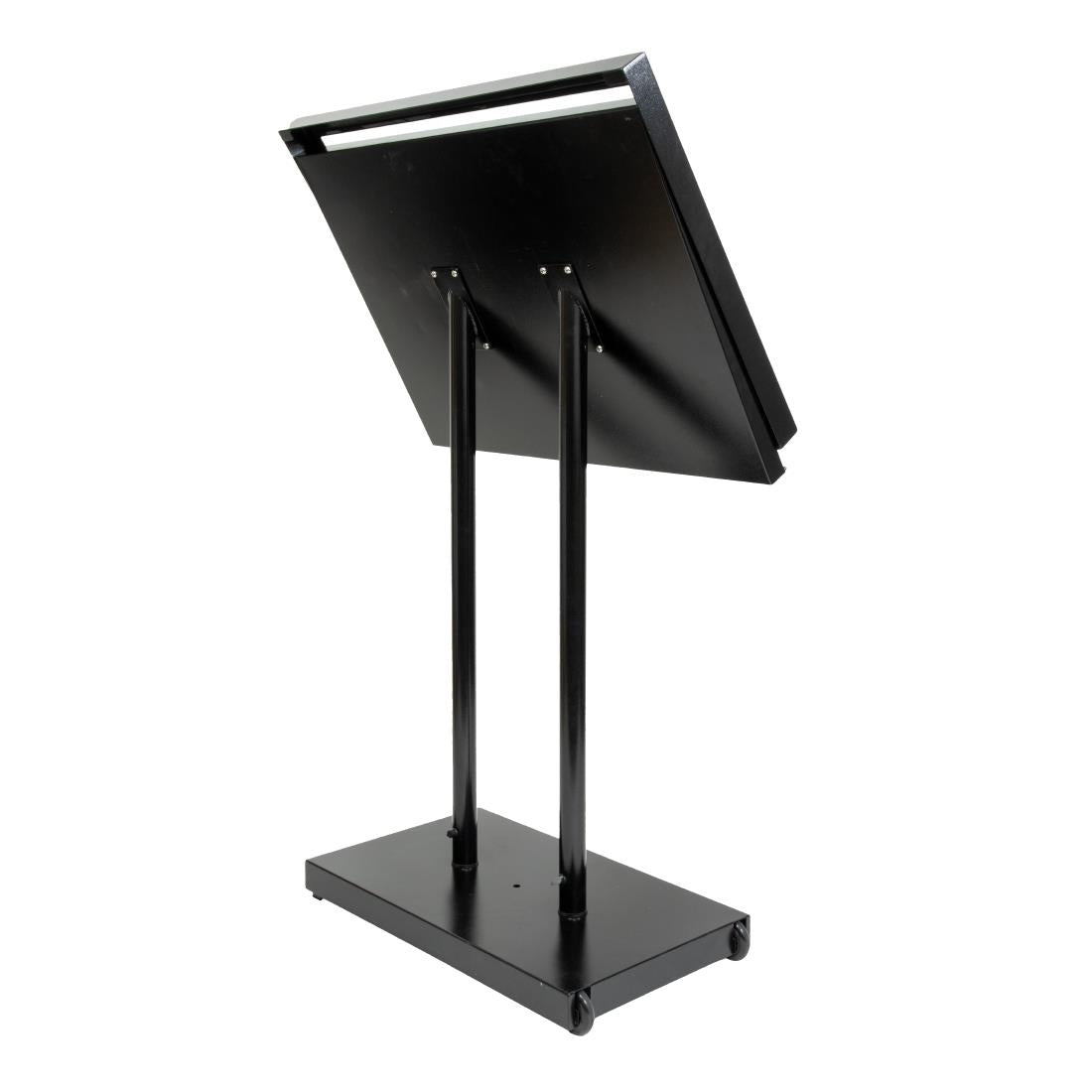 CX074 Securit Teak zwart gecoat LED's informatie 8xA4 display met mast en voet