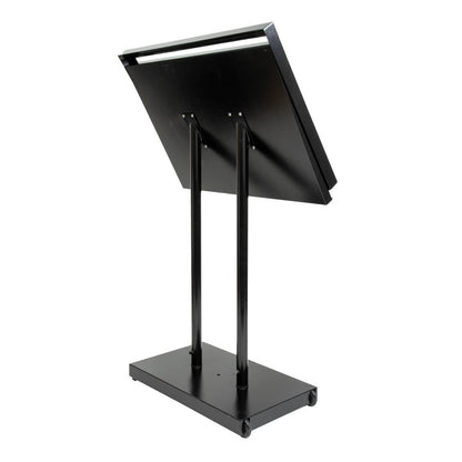CX074 Securit Teak zwart gecoat LED's informatie 8xA4 display met mast en voet