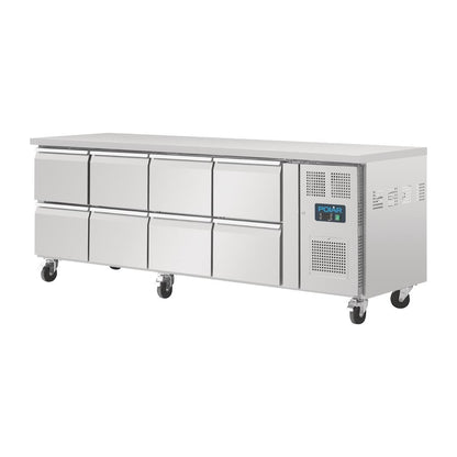 DA549 Polar U-serie geventileerde gekoelde GN werkbank met 8 laden