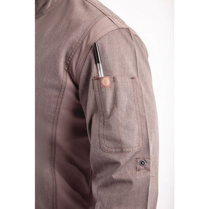BB263-M Chef Works Urban Hartford unisex koksbuis met rits lange mouw grijs M