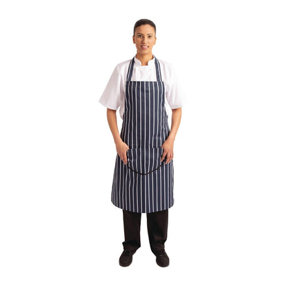 A535 Whites halterschort blauw-wit gestreept met zak