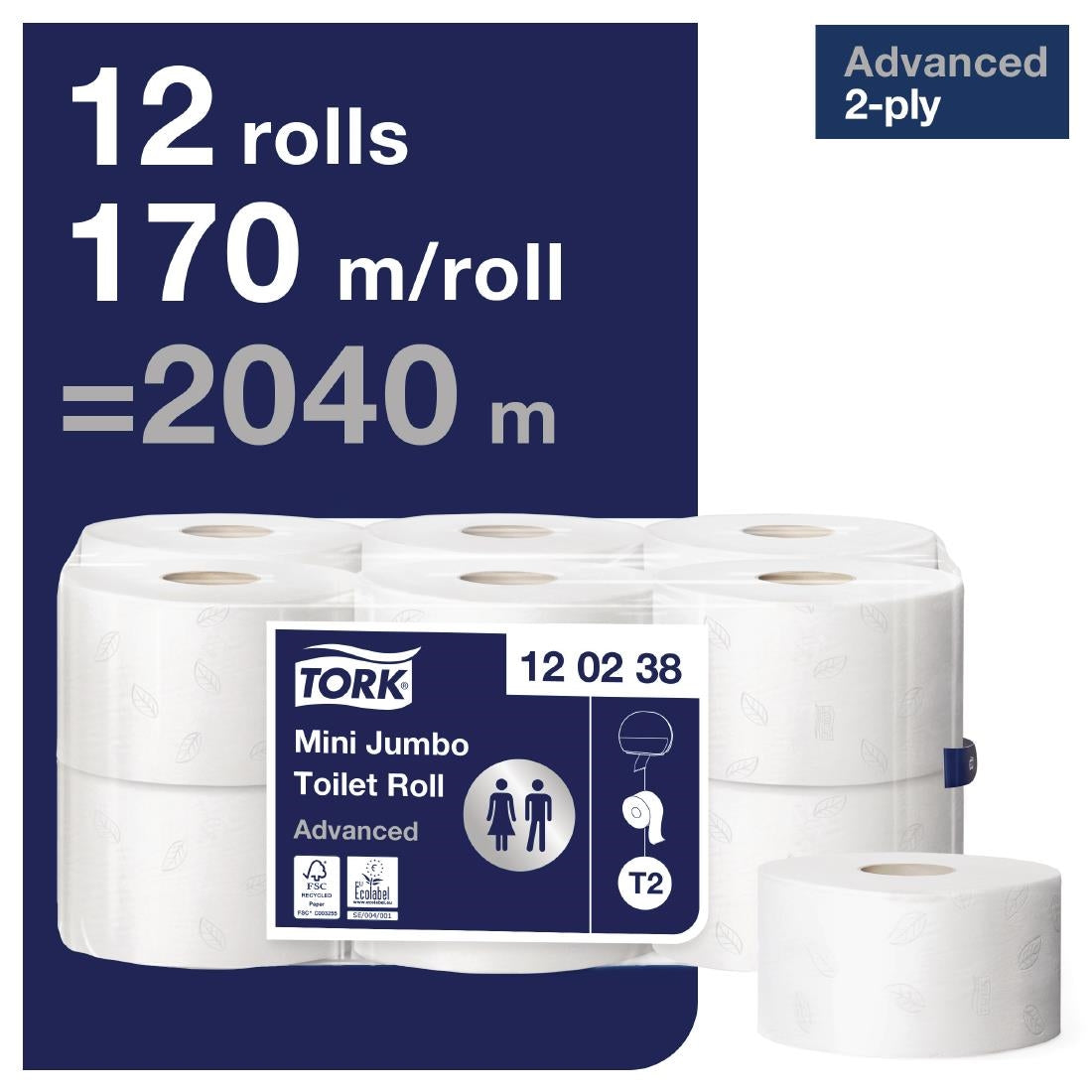 CL126 Tork Mini Jumbo navulling toiletpapier (12 stuks)