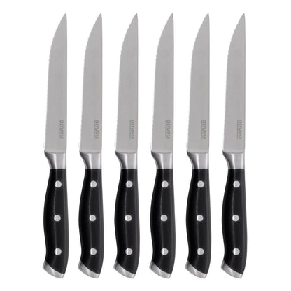 GR919 Olympia Premium Geklonken Steakmessen Met Zwarte Abs Handvatten (6 stuks)
