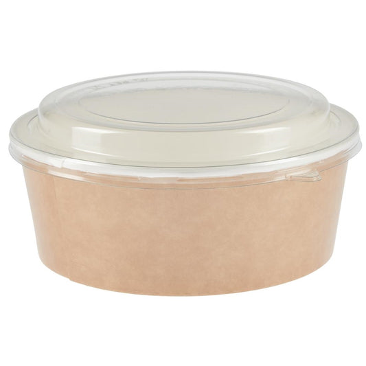 FA374 Colpac recyclebare kraft saladebakken met deksel groot 1300ml (150 stuks)