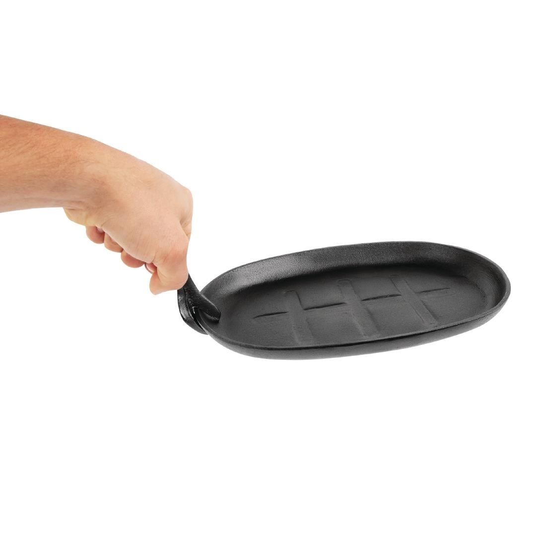GJ557 Olympia gietijzeren schaal/sizzle platter ovaal 28x19cm