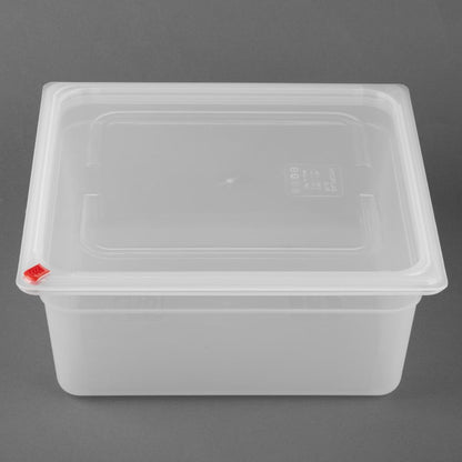 HZ351 Hygiplas Click PP GN Container 2/3 met Deksel & 7 Kleur Clips 150mm 12Ltr (4 stuks)