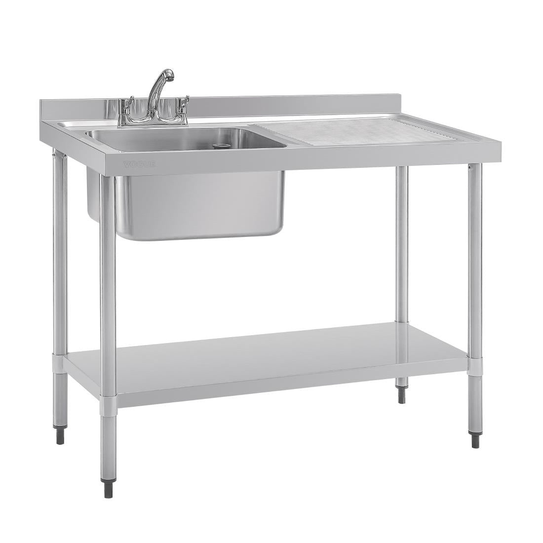 DY823 Vogue RVS spoeltafel enkele spoelbak aan linkerzijde 120x60cm