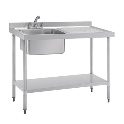 DY823 Vogue RVS spoeltafel enkele spoelbak aan linkerzijde 120x60cm