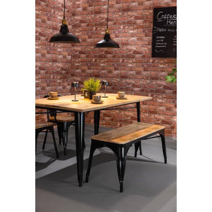 HZ814 Bolero Bistro Bank Van Mangohout En Zwarte Poten 1000mm (2 stuks)