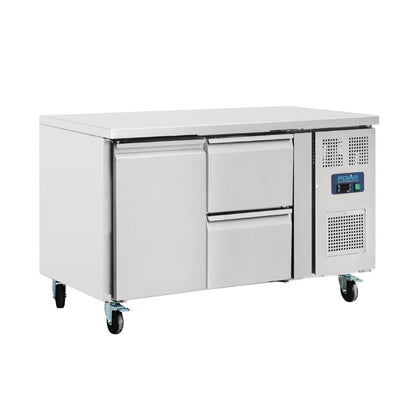 GD873 Polar U-serie koelwerkbank 1 deur en 2 laden 282L