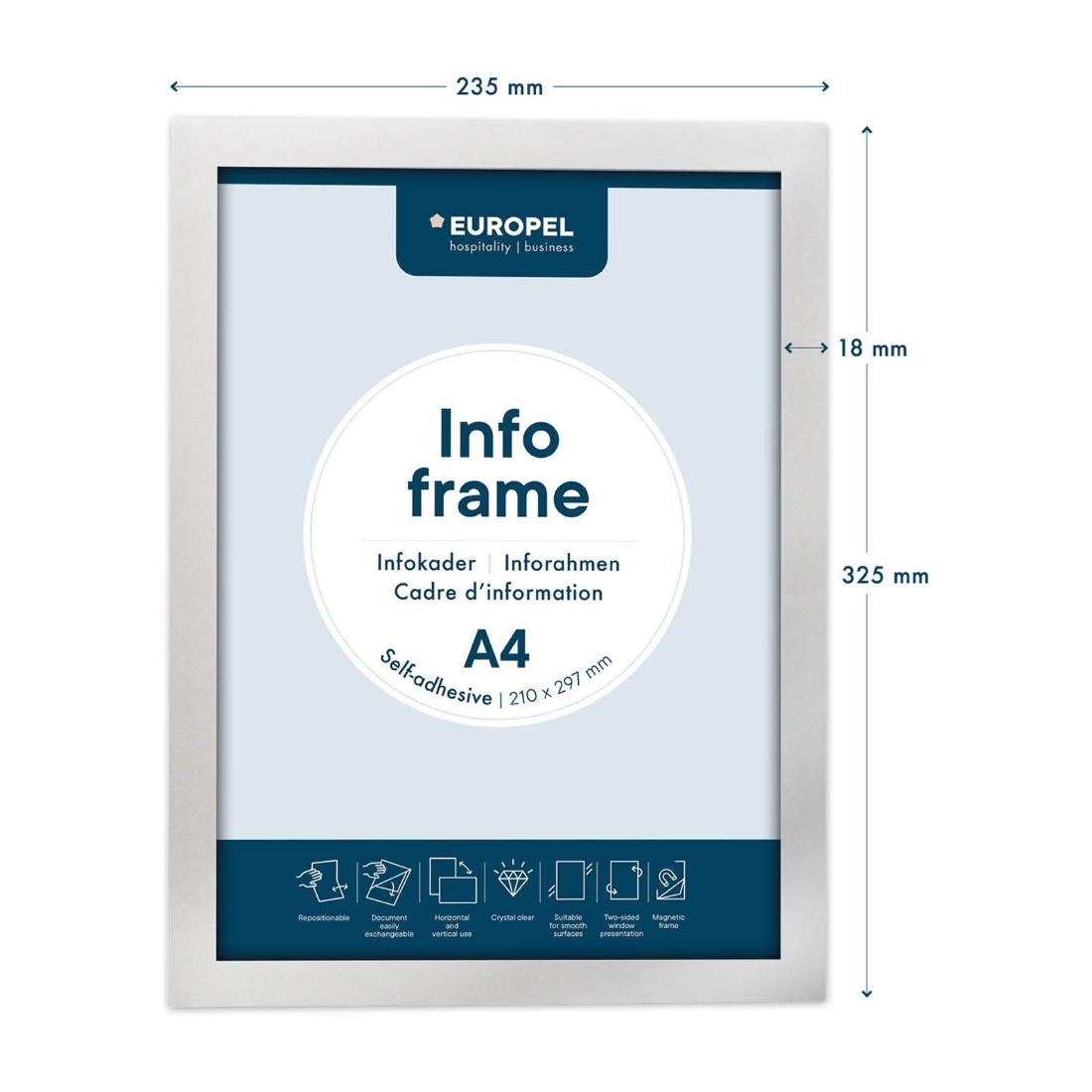 HU455 Europel Info Frame / Zelfklevende Set 2 Stuks A4 Zilver
