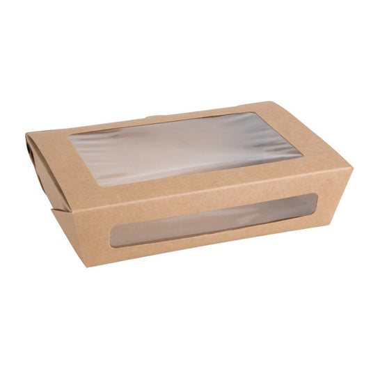 FB677 Fiesta Compostable composteerbare saladebakken met PLA vensters 1200ml (200 stuks)