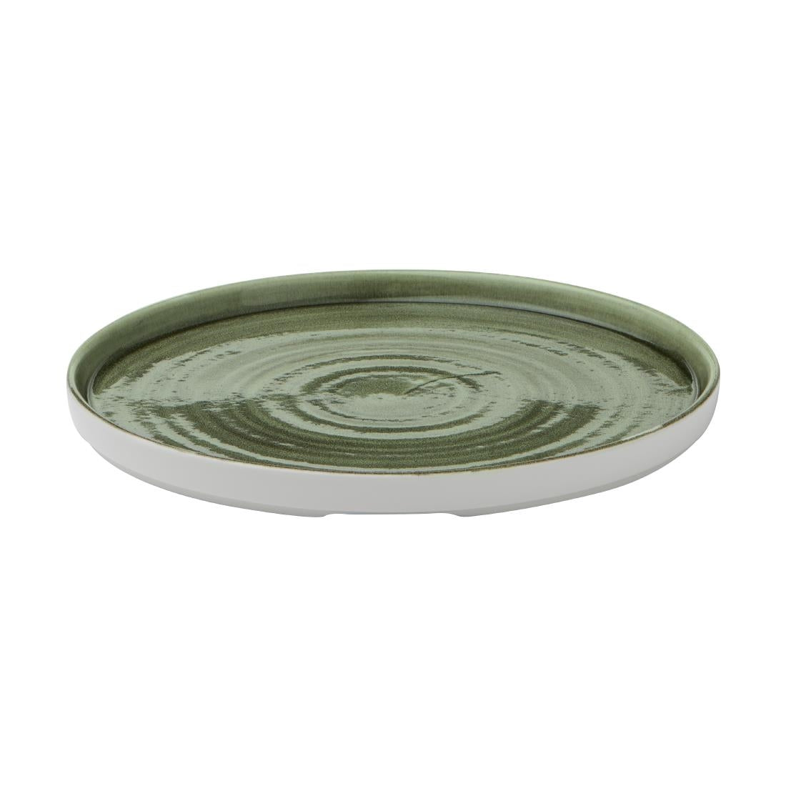 CX645 Churchill Stonecast Patina Burnished Green Bord Met Opstaande Rand 25.9cm (6 stuks)