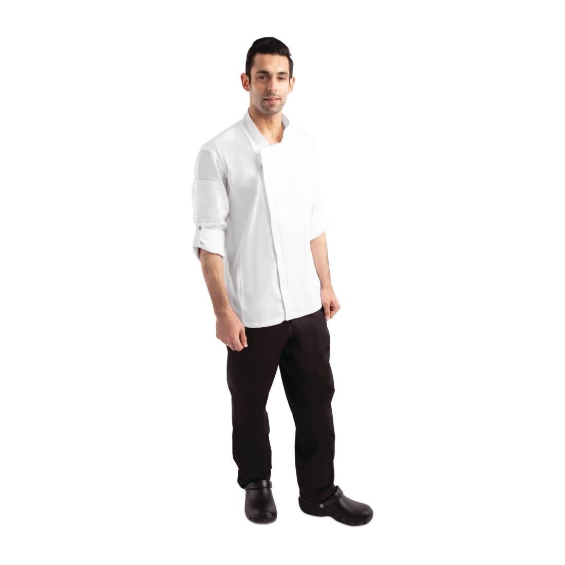 BB264-L Chef Works Urban Hartford unisex koksbuis met rits lange mouw wit L