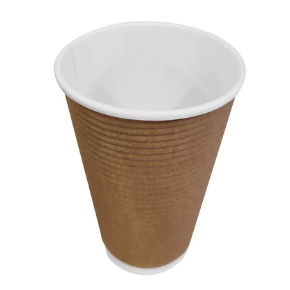 GF025 Fiesta Recyclable koffiebeker ribbelwand kraft 455ml (25 stuks)