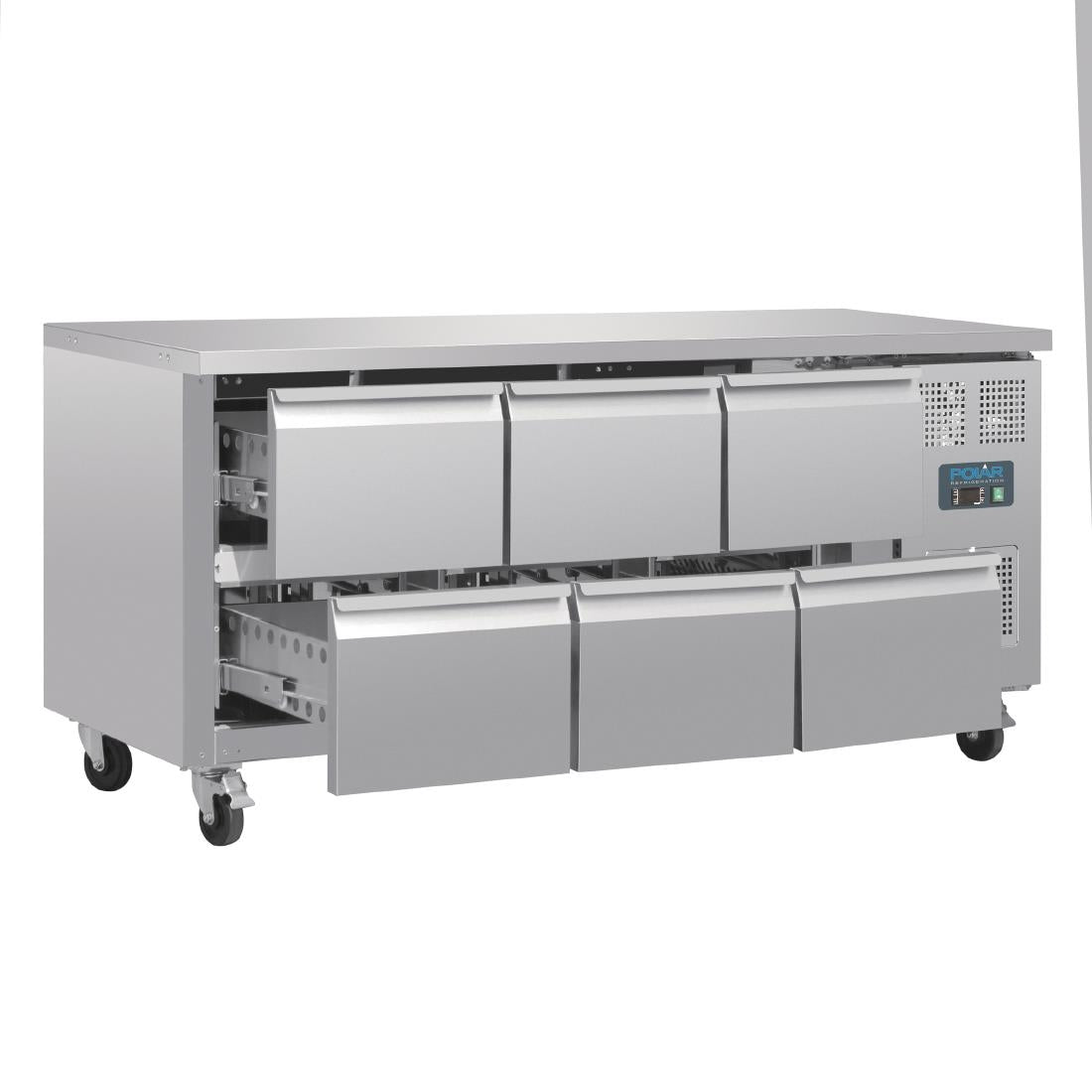 DA548 Polar U-serie geventileerde gekoelde GN werkbank met 6 laden