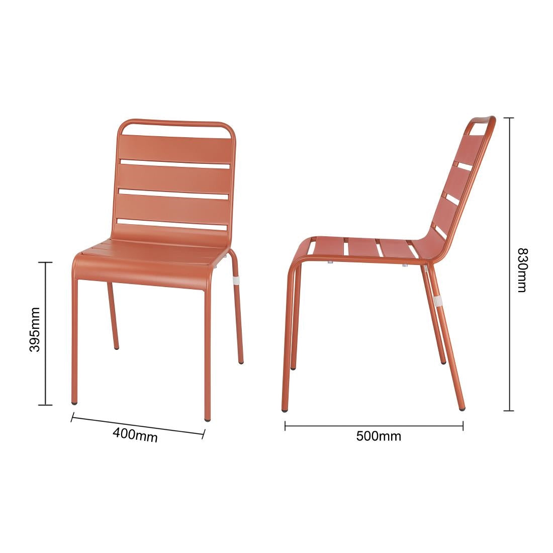 CK063 Bolero terracotta gelateerde stalen zijstoelen (4 stuks)