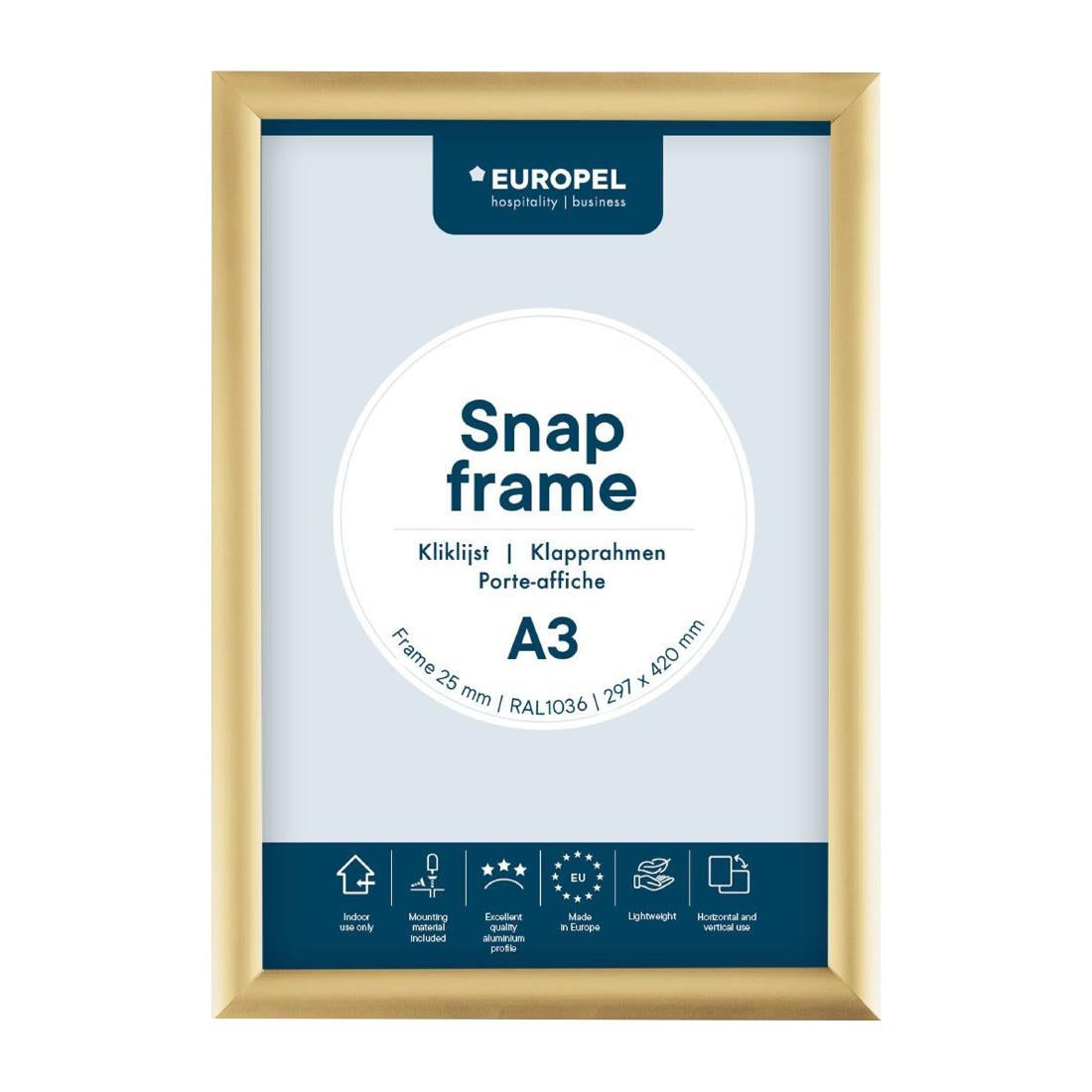 HU447 Europel Klemframe A3 25mm Goud
