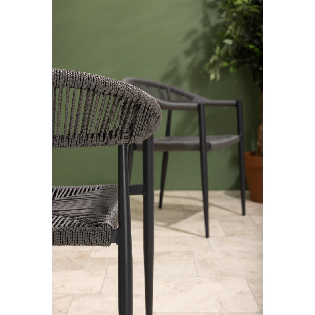 HZ590 Bolero Eden PE gevlochten rattan outdoor armstoelen antraciet (4stuks)