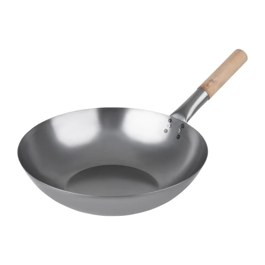 K297 Vogue zacht stalen wok met platte bodem 35,5cm