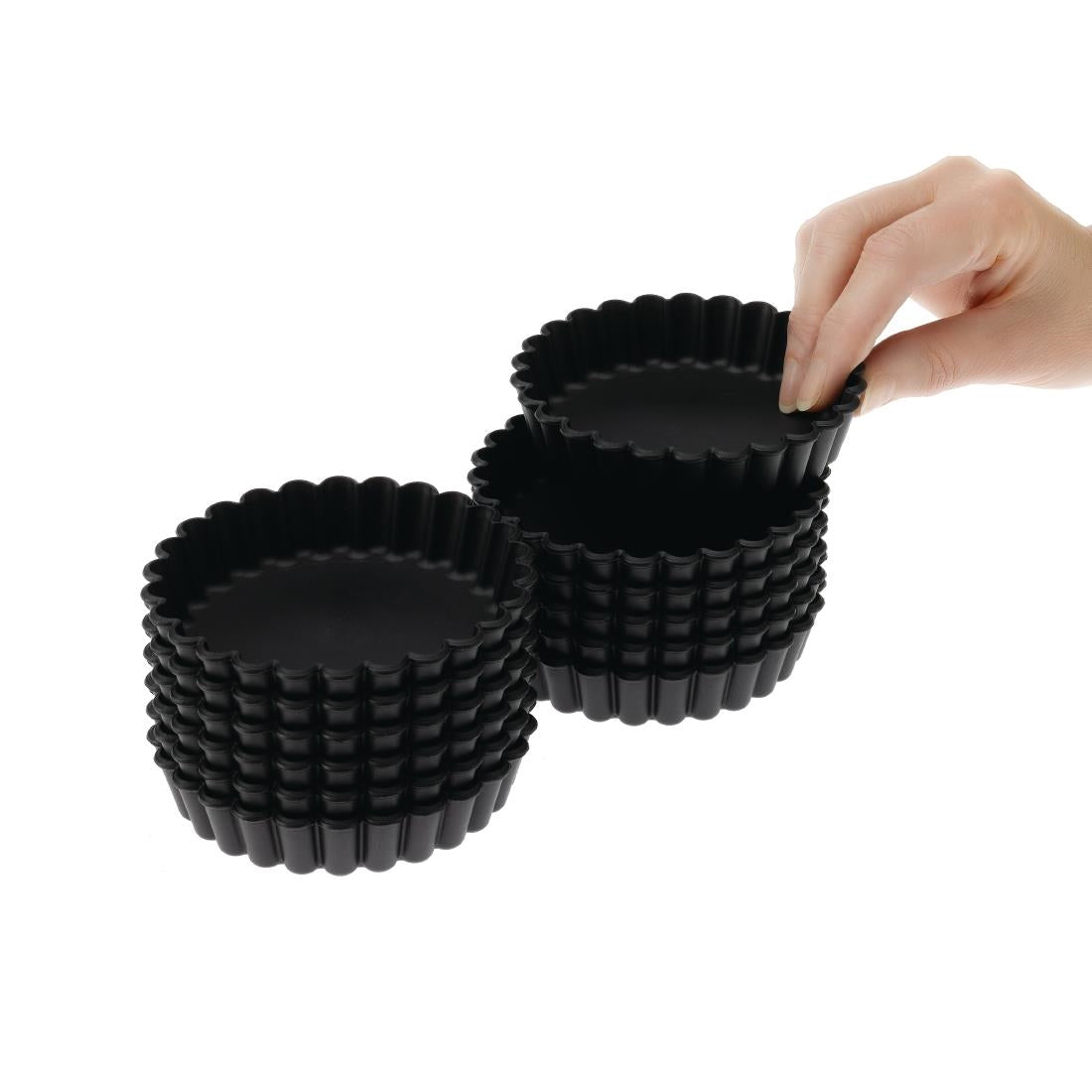 DN955 Matfer Bourgeat Exoglass geribbelde vormpjes 10cm (12 stuks)