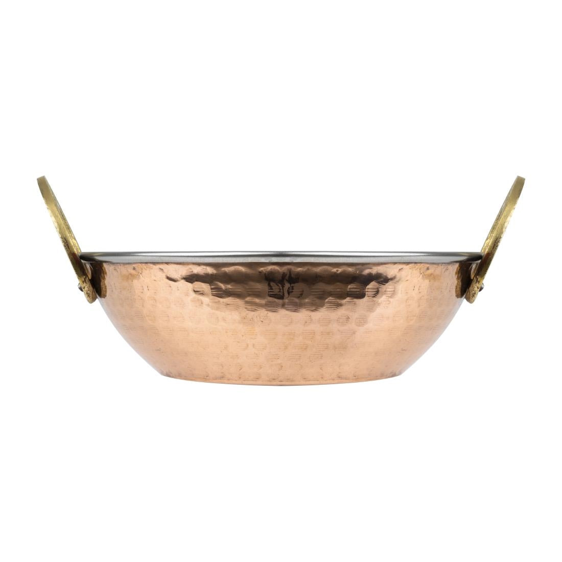 HY129 Olympia Koperen Kadai Schotel Roestvrij Staal Messing Handvatten 660ml