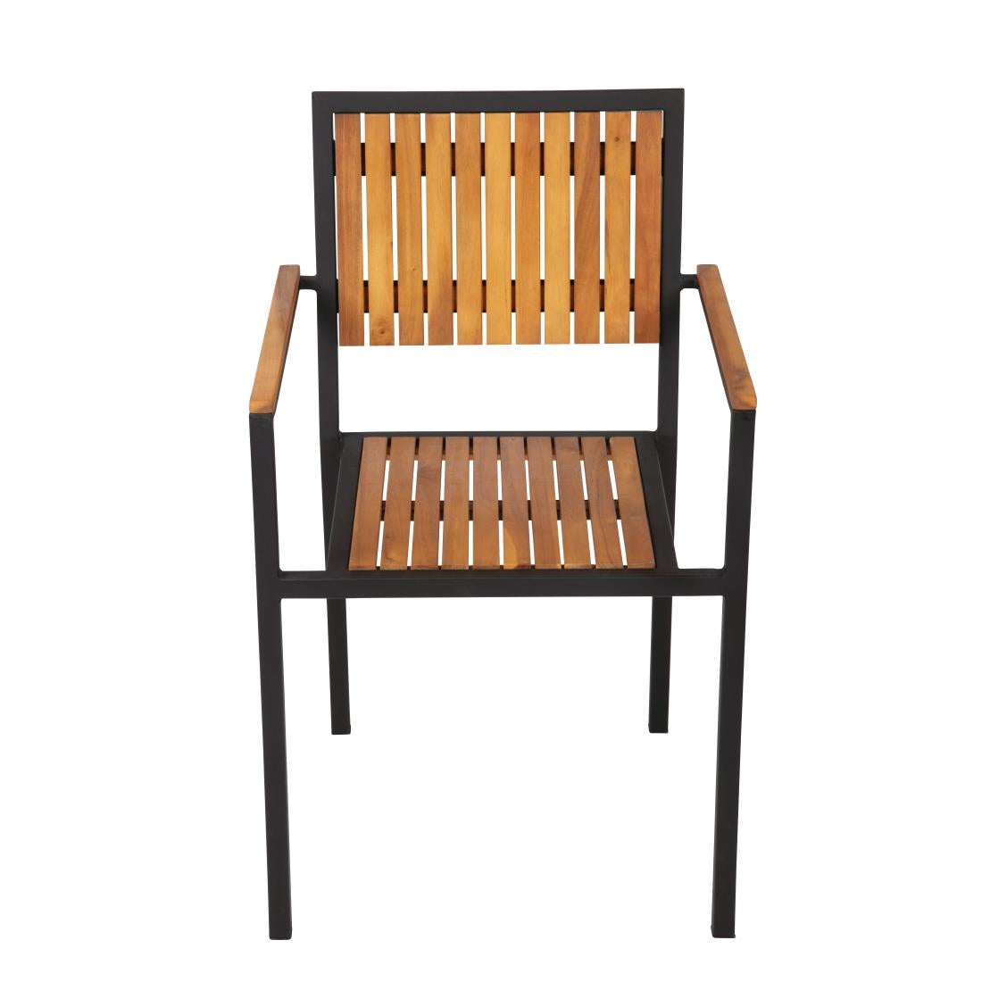 DS151 Bolero stalen en acaciahouten stoelen met armleuningen (4 stuks)