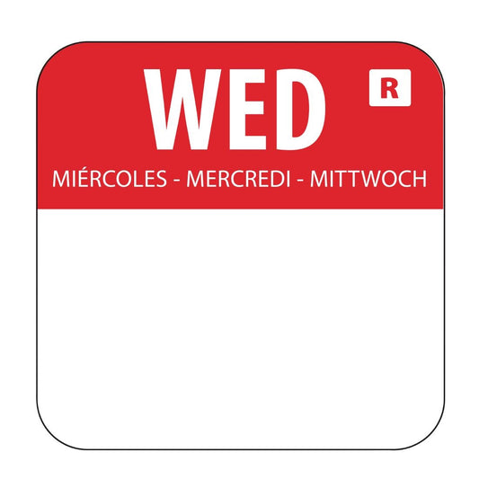 L933 Hygiplas voedseletiketten woensdag kleurcode rood (1000 stuks)