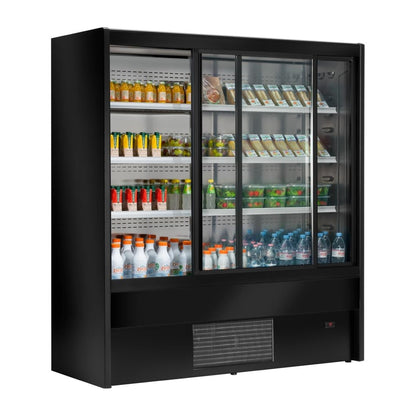 UA054-100 Zoin Cervinho Multideck Display Zwart Met Schuifdeuren 1000mm