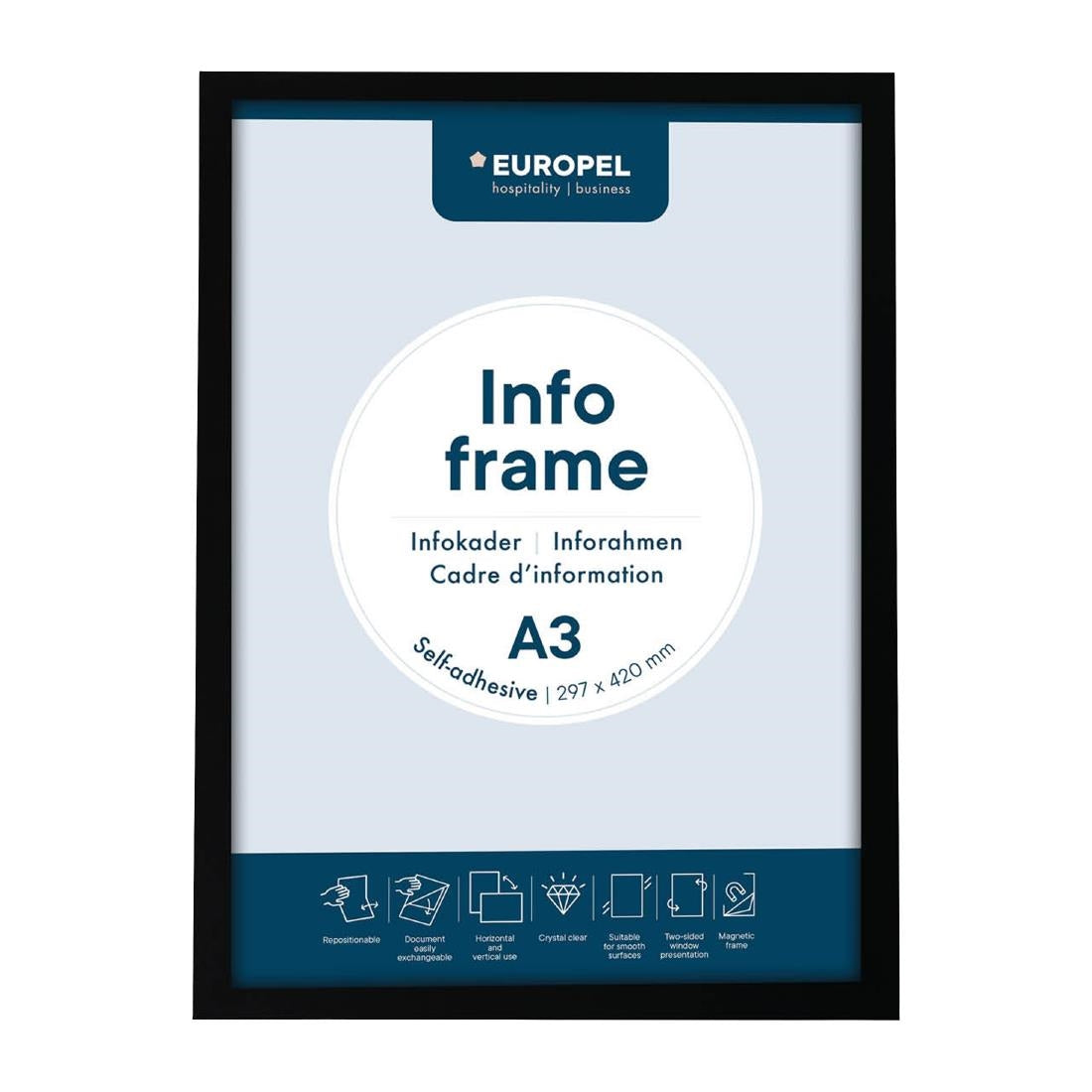 HU454 Europel Info Kader / Zelfklevende Set 2 Stuks A3 Zwart
