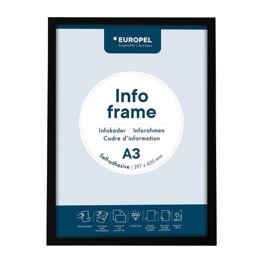 HU454 Europel Info Kader / Zelfklevende Set 2 Stuks A3 Zwart