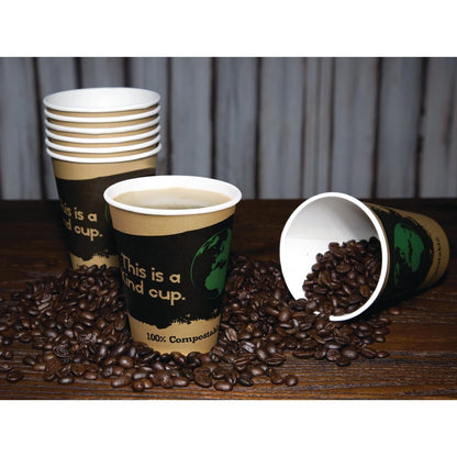 DS058 Fiesta Compostable composteerbare koffiebekers enkelwandig bruin 34cl (1000 stuks)