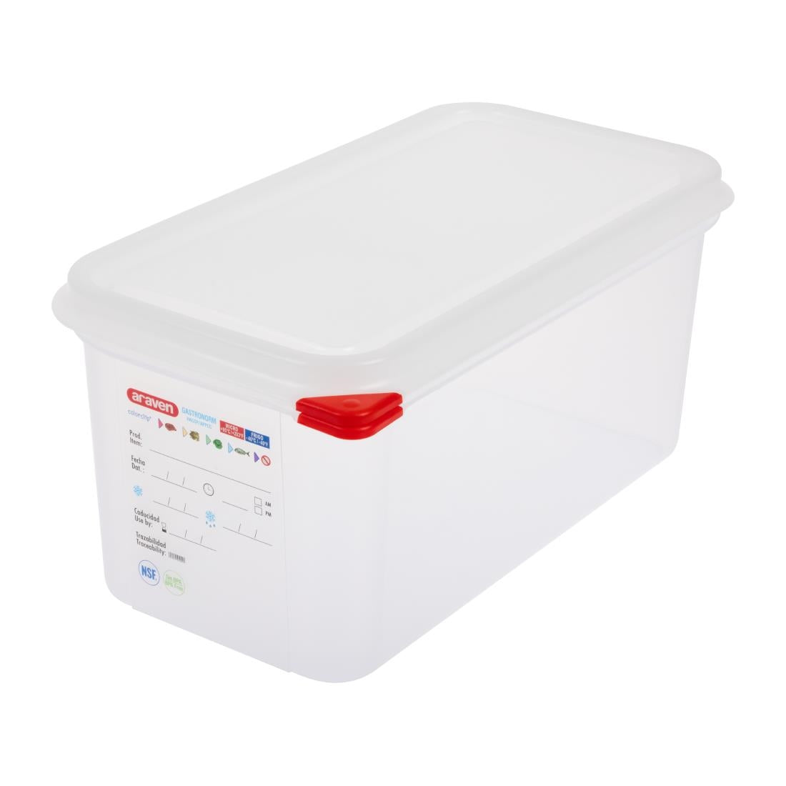 T987 Araven GN 1/3 voedselbak met deksel 6Ltr (4 stuks)