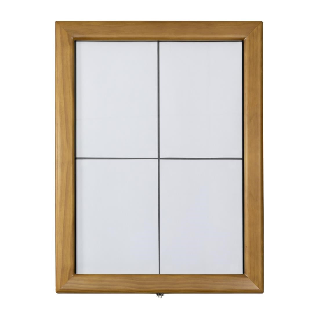 CU938 Securit Teak wit LED informatie 4xA4 display (excl paal en voet)