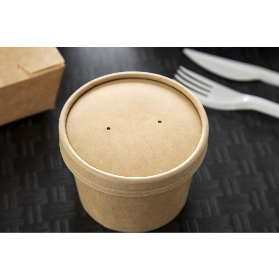 FA367 Colpac deksels voor magnetronbestendige kraft soepkommen recyclebaar 225ml en 350ml (500 stuks)