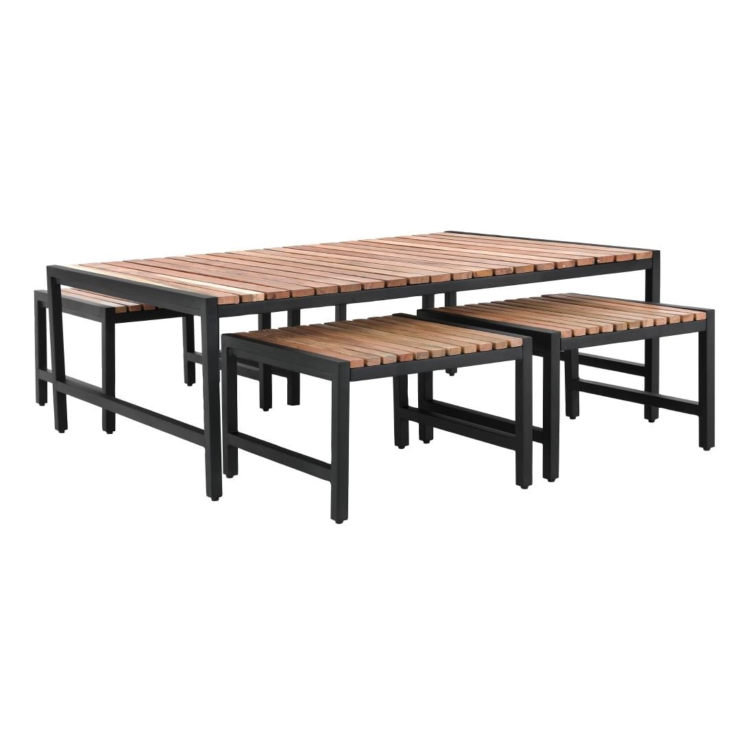 DK904 Bolero Lage Barkrukken Van Staal En Acacia (4 Stuks)