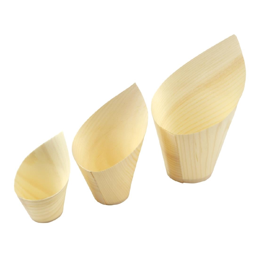 HZ704 Sier Disposables Beker hout "schuin" 5cl. (FSC®) ø32 x h75/35mm (50 stuks)
