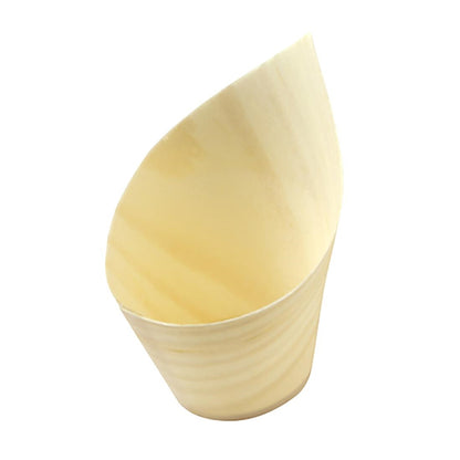 HZ704 Sier Disposables Beker hout "schuin" 5cl. (FSC®) ø32 x h75/35mm (50 stuks)