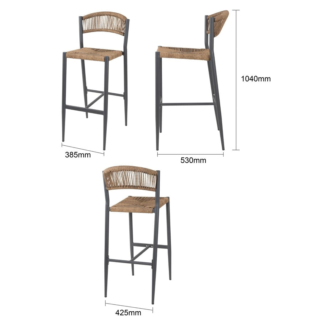 HZ594 Bolero Eden PE gevlochten rattan outdoor barkrukken naturel (2stuks)