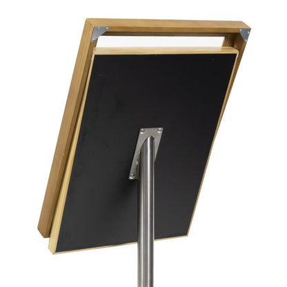 DP529 Securit 4xA4 teakhouten witte LED menukaarthouder met paal en voet