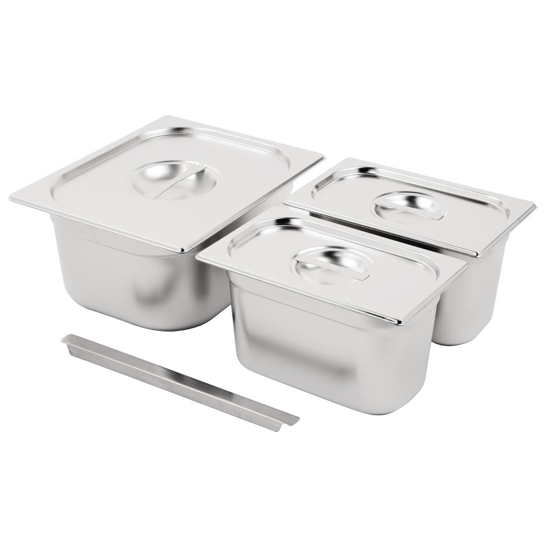 SA244 Vogue RVS Gastronorm Bakken Set 1/2 en 2x 1/4 Met Deksels