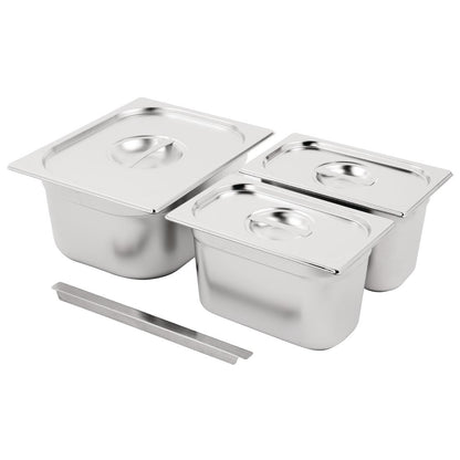 SA244 Vogue RVS Gastronorm Bakken Set 1/2 en 2x 1/4 Met Deksels