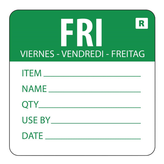 L070 Hygiplas voedseletiketten kleurcode vrijdag (500 stuks)