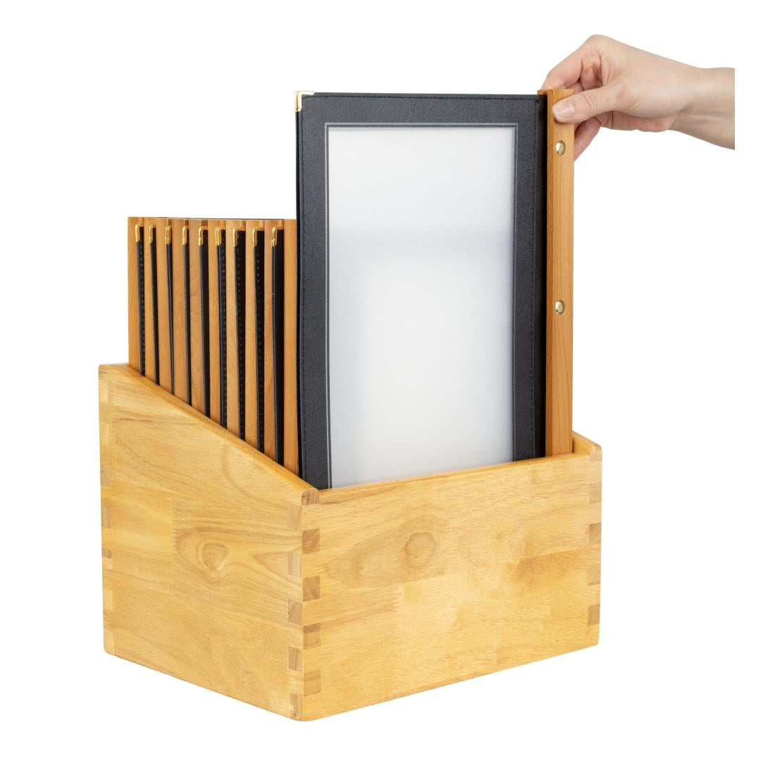 H759 Securit menumappen set met houten box A4 zwart (20 stuks)