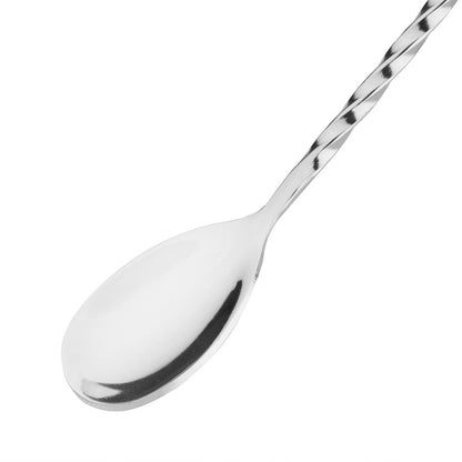 K474 Olympia RVS gedraaide cocktaillepel met stamper 27cm