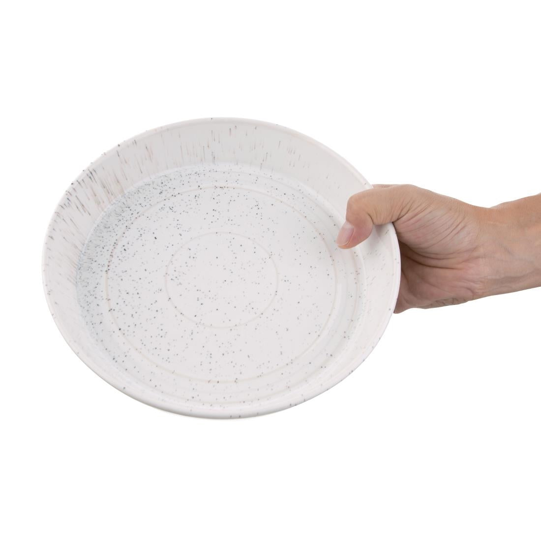 FD901 Olympia Cavolo Witte Gespikkelde Platte Ronde Kom 220mm (4 Stuks)