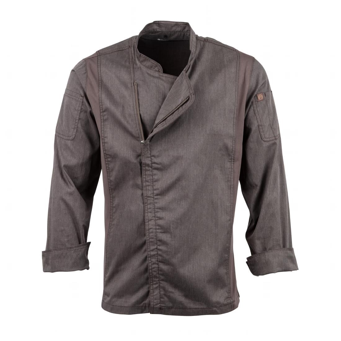 BB263-M Chef Works Urban Hartford unisex koksbuis met rits lange mouw grijs M