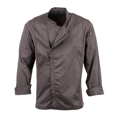 BB263-M Chef Works Urban Hartford unisex koksbuis met rits lange mouw grijs M